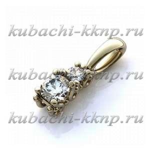 Кулон из золота с крупным фианитом - Yuv - 224