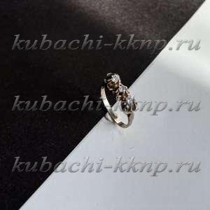 Серебряное кольцо тройной тюльпан с фианитами женское на каждый день - Ag-к39