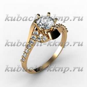 Золотое кольцо с крупным фианитом - 00029r Золотое кольцо с крупным фианитом - 00029r