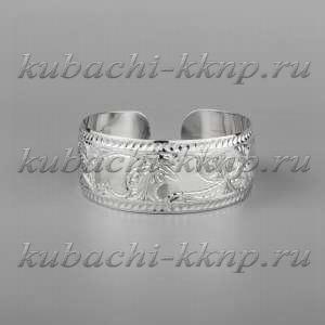 Кубачинский браслет из серебрас красивой гравировкой без чернения - бр203 Кубачинский браслет из серебрас красивой гравировкой без чернения - бр203