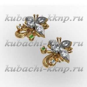 Серьги из золота с цветными фианитами - e00059