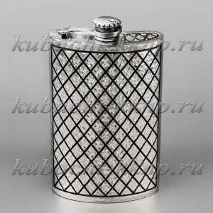 Серебряная фляга с откидной крышкой - ФЛ124