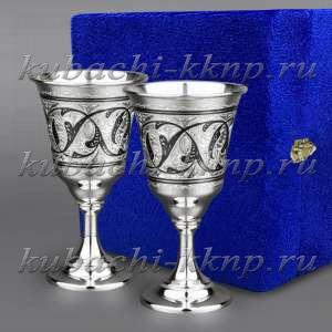 Набор строгих небольших серебряных бокалов - бк024-2