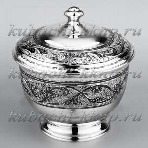 Серебряная сахарница без ручек - СХ099