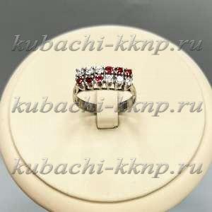 Кольцо дорожка с россыпью фианитов под гранат Забавница - Ag-к-14