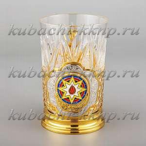 Серебряный подстаканник  с позолотой и гербом Азербайджана  - пд063