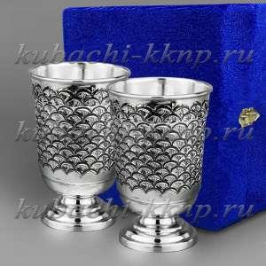 Набор серебряных стаканов с чешуйками - ст043-2