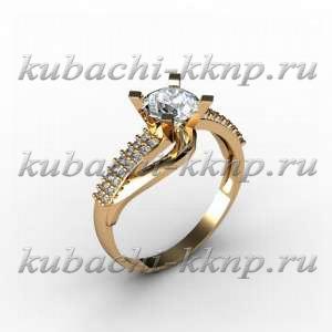 Кольцо из золота с крупным фианитом - 00027r Кольцо из золота с крупным фианитом - 00027r