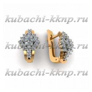 Серьги из белого и розового золота с фианитами - 00098e