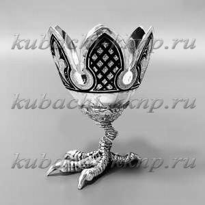 Подставка под яйцо из серебра на куриной ножке - пш026