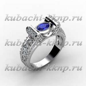 Кольцо из белого золота с цветными фианитами - 00011r Кольцо из белого золота с цветными фианитами - 00011r
