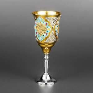 Серебряная рюмка с позолотой и филигранью - р0012з