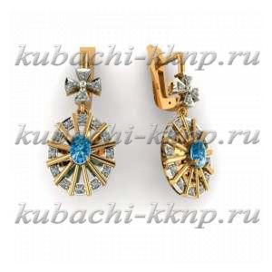 Висячие золотые классические серьги - 00101e