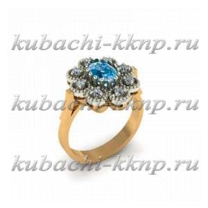 Золотое кольцо с цветными фианитами под топаз - 00094r Золотое кольцо с цветными фианитами под топаз - 00094r