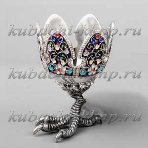 Подставка под яйцо (пашотница)с цветной эмалью на куриной ножке - пш021