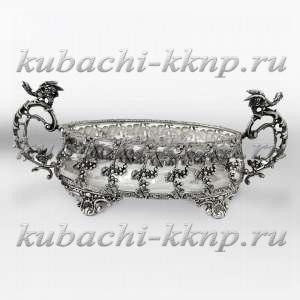 Серебряная вазочка со стеклом - вз046м