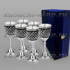 Набор из шести статных серебряных рюмок - р00046-6