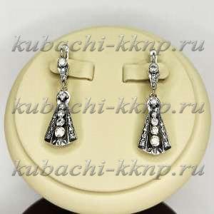 Висячие серьги геометрические с фианитами и английской застежкой  Азарт - Ag-вс-48 Висячие серьги геометрические с фианитами и английской застежкой  Азарт - Ag-вс-48