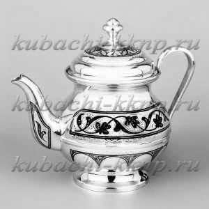 Серебряный чайник с орнаментом, 400 мл - чн019