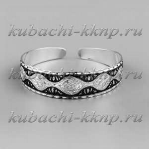 Серебряный узкий браслет Кубачи с красивым узором - БР25 Серебряный узкий браслет Кубачи с красивым узором - БР25