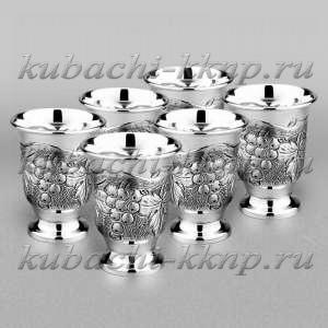 Набор из шести серебряных стопок на 60 мл  Набор из шести серебряных стопок на 60 мл