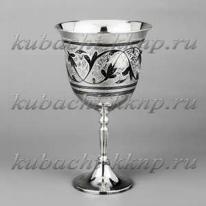 Серебряный фужер  с капельками черни 