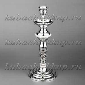 Подсвечник серебряный с орнаментом на одну свечу - пдс0002