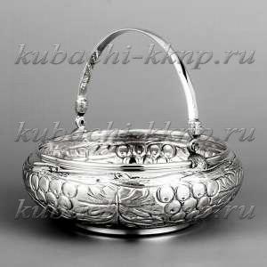 Серебряная конфетница «Виноград» - кф128