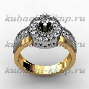 Золотое кольцо с фианитами 