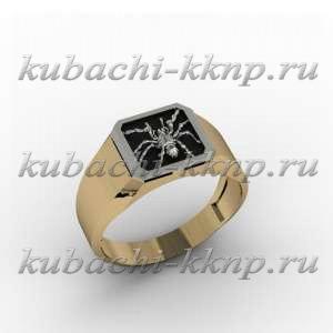 Мужское золоте кольцо с агатом и пауком - Yuv - 1178 Мужское золоте кольцо с агатом и пауком - Yuv - 1178