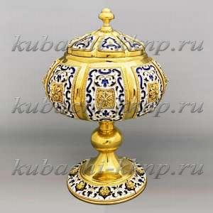 Серебряная сахарница с позолотой 