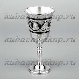 Серебряная рюмка с капельками черни - р0004