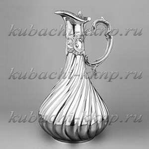 Кувшин из серебра 925 пробы890 для воды или вины с крышкой - кв017
