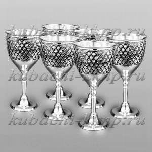 Набор серебряных бокалов для воды или вина - ф00016-6