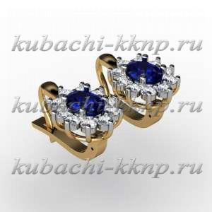 Овальнные серьги из золота с цветными камнями - 00046-6e