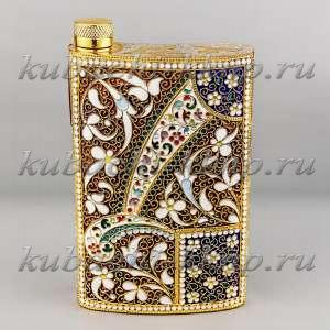 Серебряная фляга «Финифть» - фл074