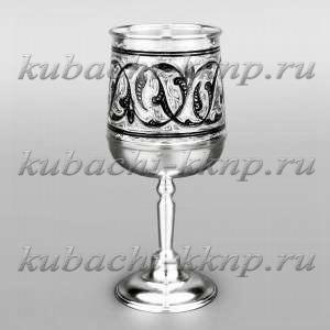 Бокал из серебра на ножке с чернением - ф042