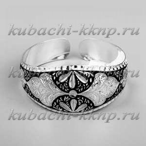 Кубачинский браслет из серебра с симметричным орнаментом - БР221 Кубачинский браслет из серебра с симметричным орнаментом - БР221