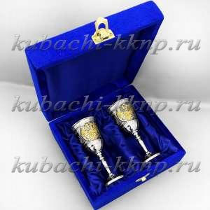 Набор из двух серебряных рюмок с гербом - р080-2