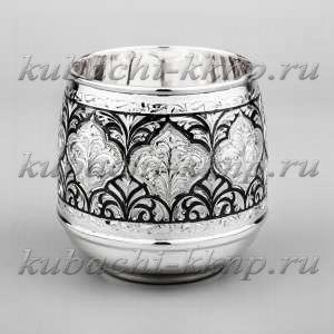 Серебряный стакан для виски  с строгим орнаментом, 155 мл - ст096 Серебряный стакан для виски  с строгим орнаментом, 155 мл - ст096