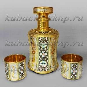 Набор для виски с эмалью и позолотой, 820 мл и 200 мл - вс018