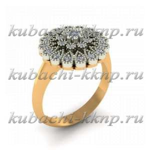 Классическое золотое кольцо с фианитами - 00103r Классическое золотое кольцо с фианитами - 00103r