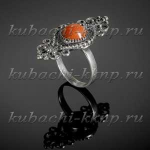 Кольцо кубачи с авантюрином - к266