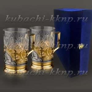 Набор серебряных подстаканников с позолотой  Набор серебряных подстаканников с позолотой