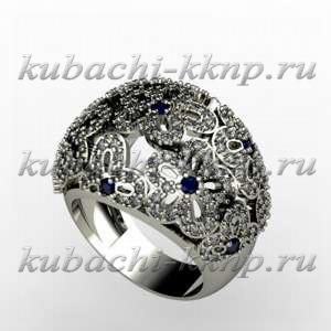 Кольцо из белого золота с ножеством фианитов - 00061r Кольцо из белого золота с ножеством фианитов - 00061r