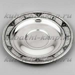 Блюдце серебряное с чернью  - бл03