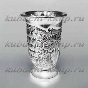 Серебряная стопка с виноградным рисунком, 50 мл - стп049