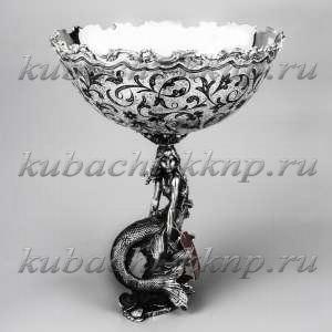 Серебряная ваза для фруктов «Русалка» - вз013