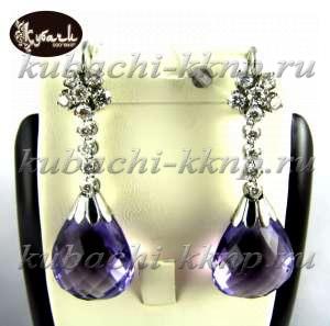Серьги «Капля» с аметистами. - к199