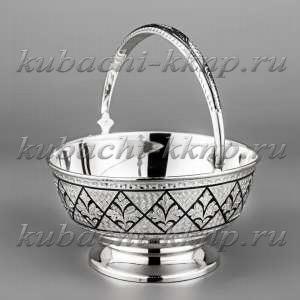 серебряная конфетница - корзинка - кф138